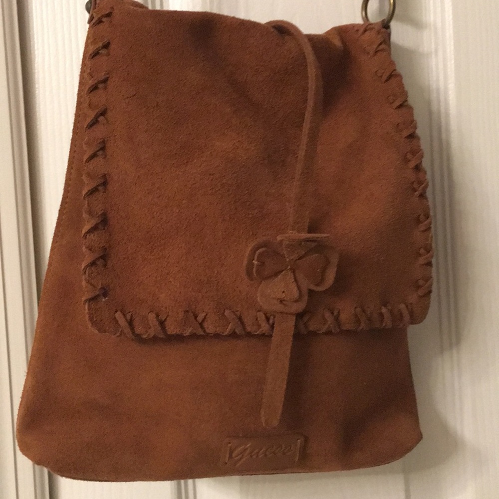 Brown leather GUESS crossbody